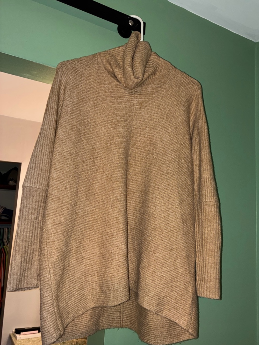 Vince Camuto Taupe Ribbed Cowl Neck Sweater